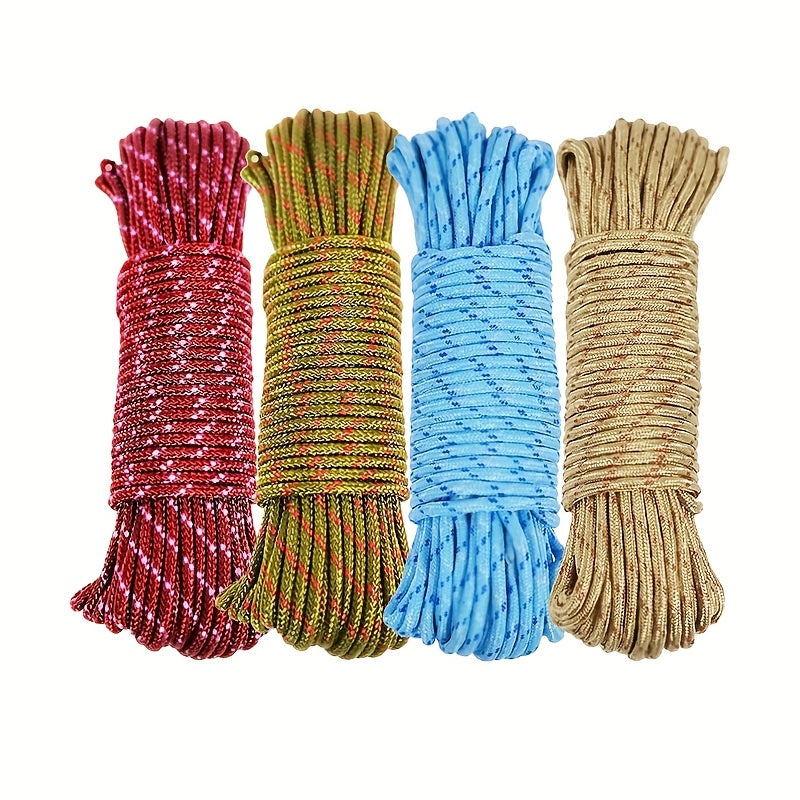 Nylon Clothesline Rope - 65ft Anti-Slip Drying Line for Camping and Balcony, Multi-Color