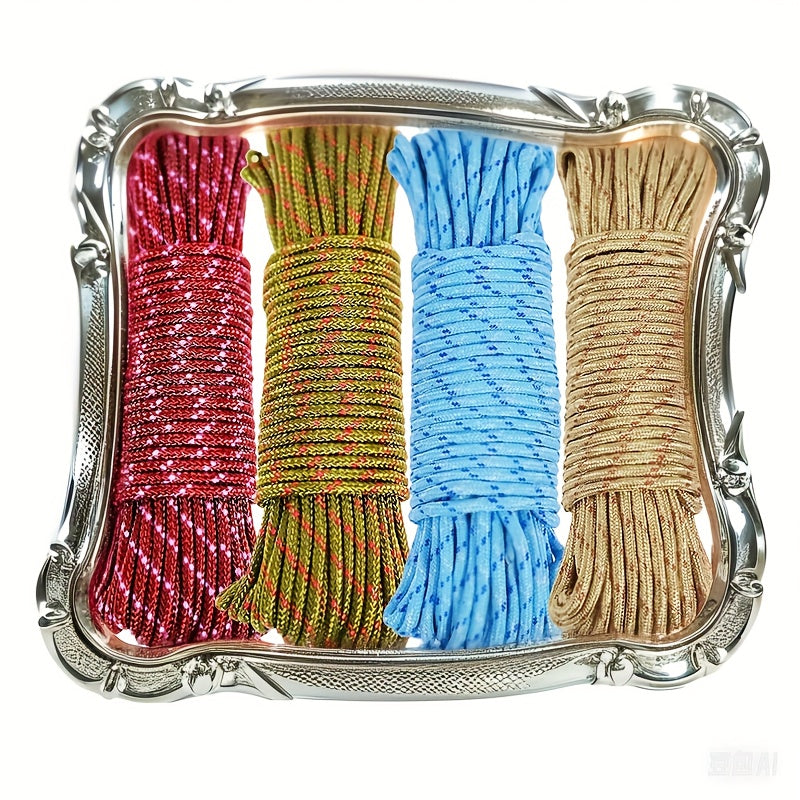 Nylon Clothesline Rope - 65ft Anti-Slip Drying Line for Camping and Balcony, Multi-Color